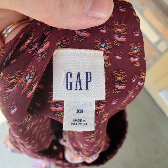 Gap Paisley Puff Long Sleeve Flowy Blouse Size XS Boho Gypsy Hippie Multicolor - Picture 3 of 9